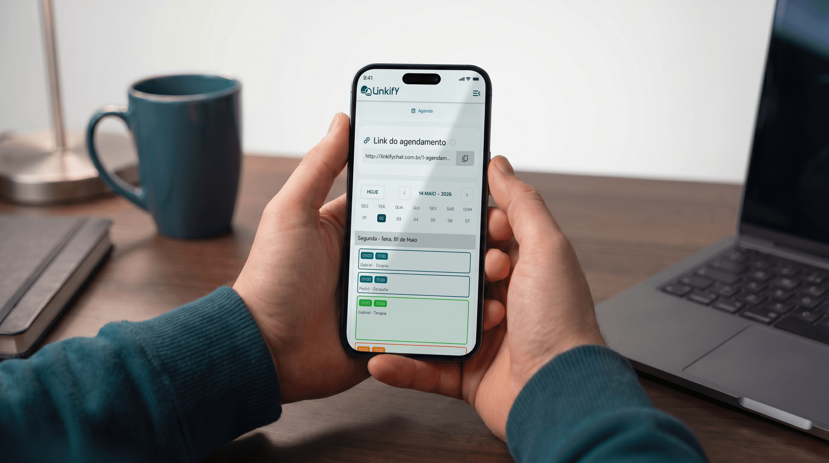 Mockup da experiência Linkify no celular